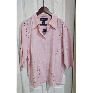 Susan Graver Pink Large Lacer Floral top